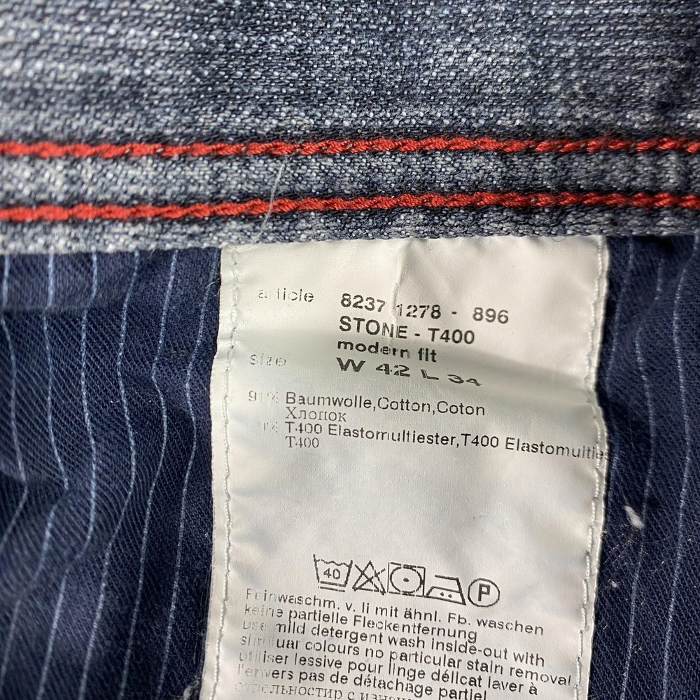 Alberto Stone T400 Modern Fit Jeans Mens 44x32 Blue Straight Leg Denim Pants - Picture 12 of 14